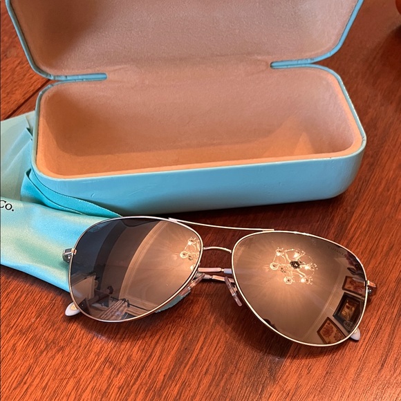 Tiffany & Co. Silver and Black Aviator Sunglasses - Picture 4 of 4